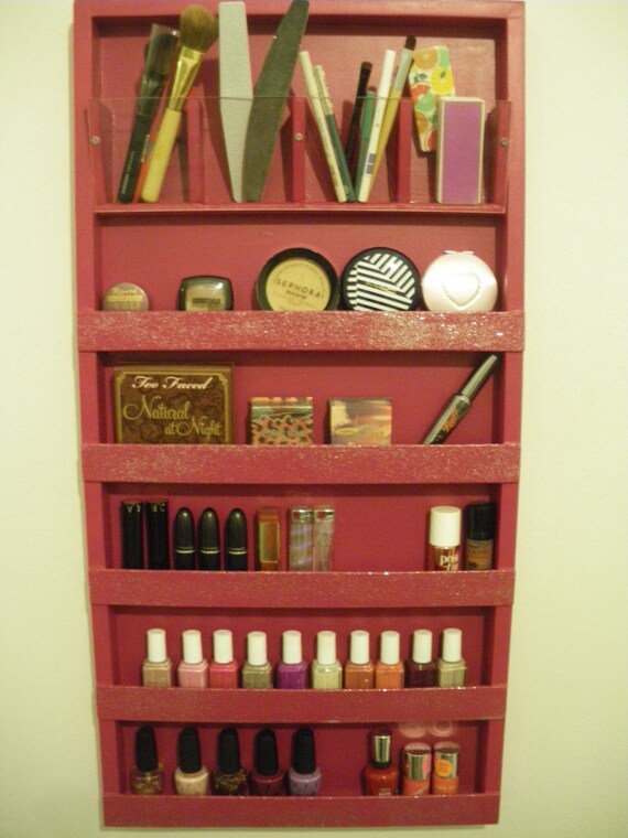 Items similar to Fuchsia pink glitter Makeup organizer storage pencil