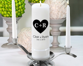 Personalized Wedding Unity Candle Set - Carved Hearts - GC330 CP3