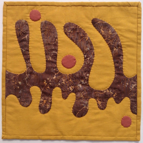 Catching drips a tiny art quilt wall by FloatingLeafQuilts