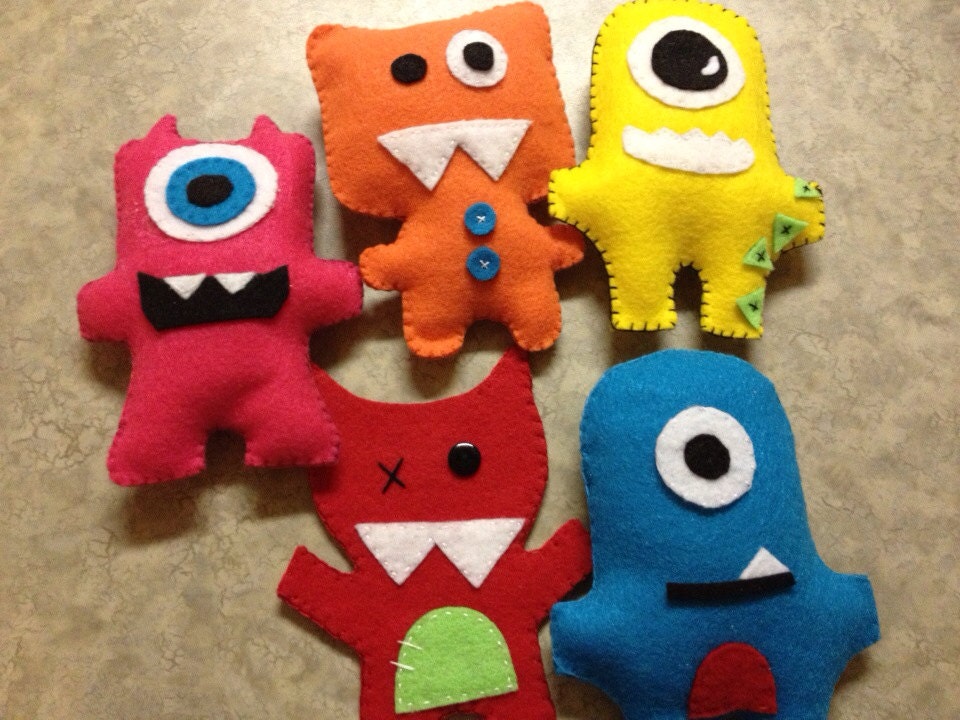 Felt monsters party favors toys hand stitched listing for