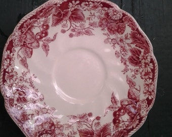 Strawberry Fair Pattern, Johnson Brothers, Rare Pattern, Dinnerware, Made in England, Three tea cup plates, appetizer plates
