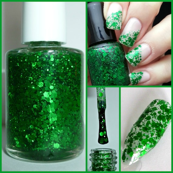 May Emerald ~ Birthstone ~ Nail Polish 5-Free Hand Blended Dense Glitter