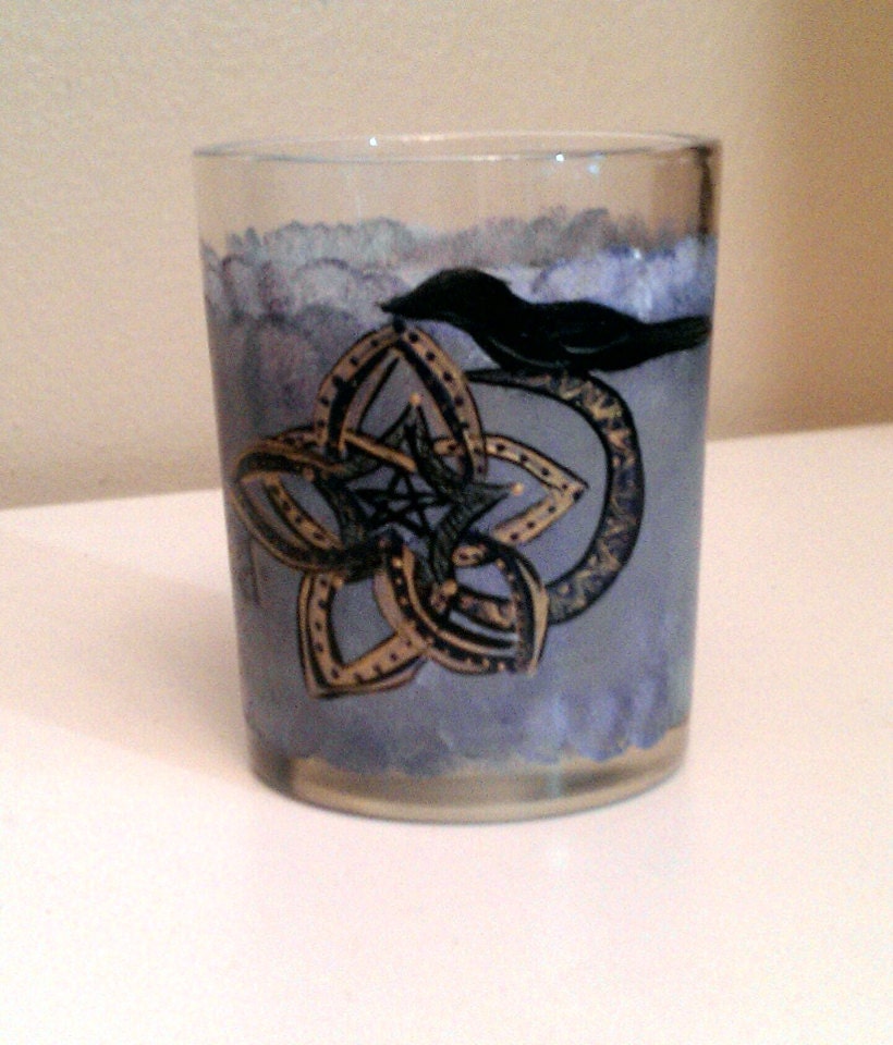 Hand Drawn & Painted Blessed Be Votive Candle Holder