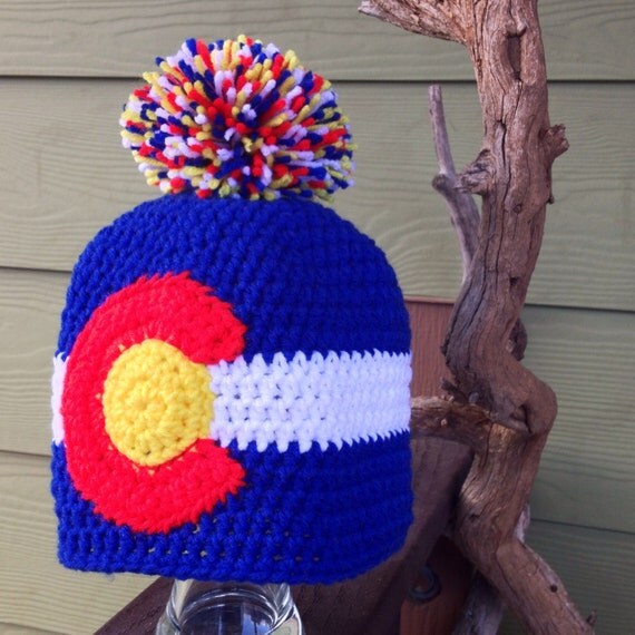 male pom beanie pom on Items Flag of to Etsy Pom State Colorado Beanie Pom similar