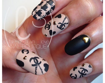 Houndstooth x Designer Inspired Custom Hand Painted Press On Nails ...