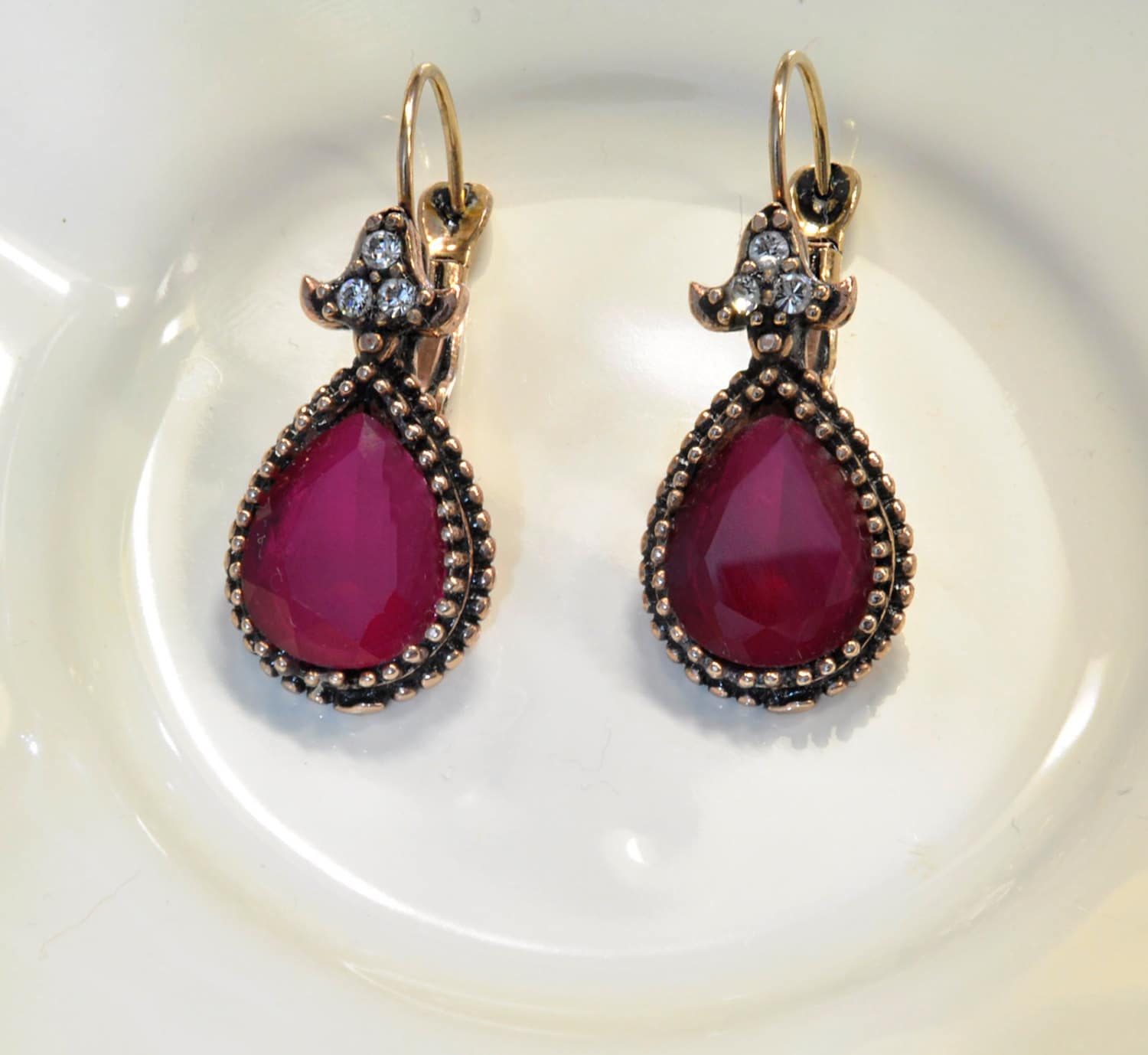 Ruby Drop Earrings in Handmade Ruby Earrings by VirjinyaCVDesign
