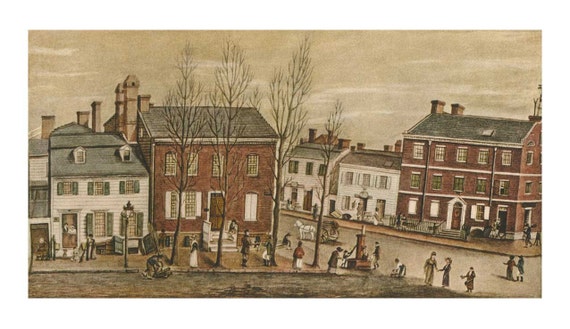 Items similar to Greenwich Street New York 18th century beautiful art ...