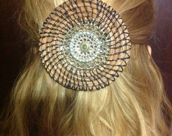 Jeweled Hair Barrette with Coiled Pine Needles