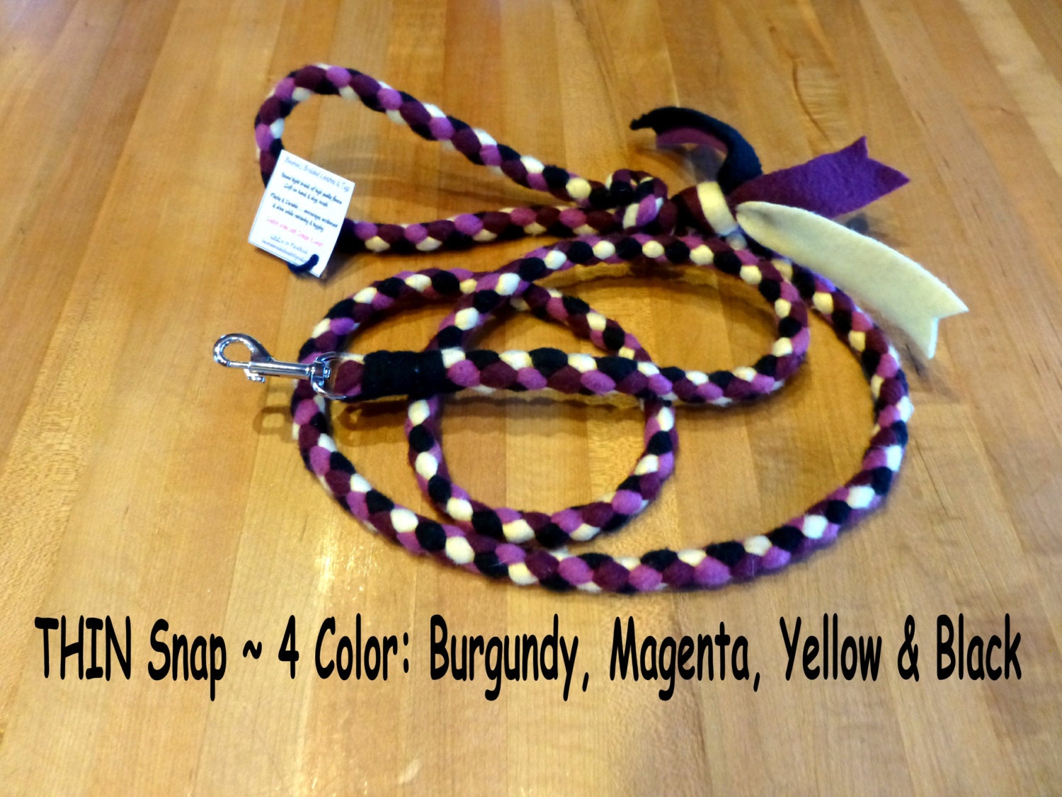 THIN SNAP LEASH Fleece Braided Dog Leash...Perfect for