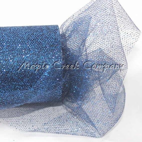 Navy Blue Glitter Tulle Roll 6in X 30ft Sparkling Tulle navy blue glitter tulle roll 6in x 30ft sparkling tulle