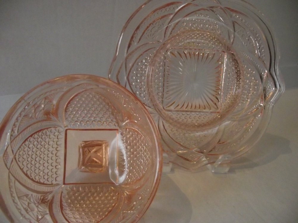 1930 Pink Depression Glass Butter Dish Pink Covered Butter