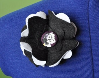 Cruella Deville Felt Flower Pin
