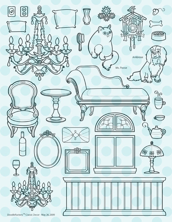 Classic Decor Furniture Rubber Stamps