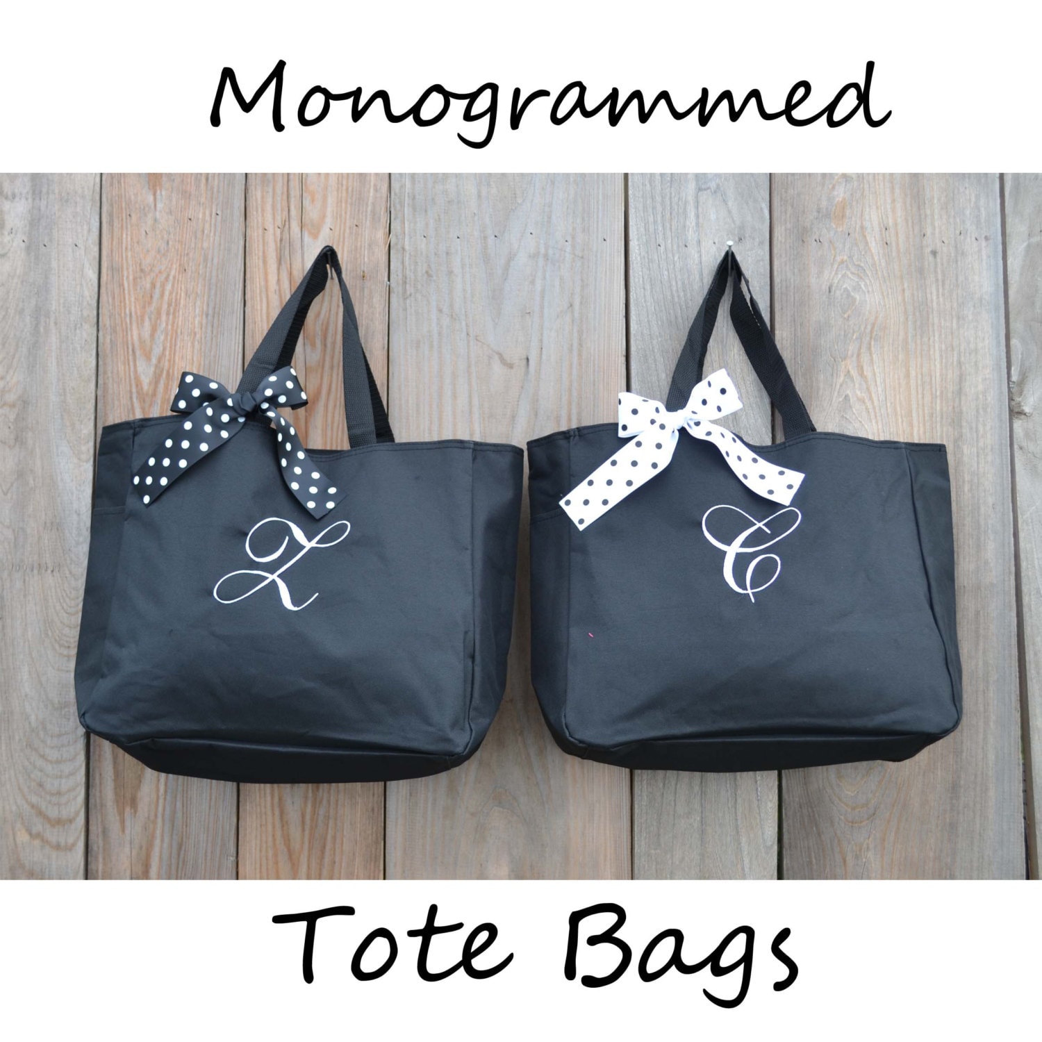 6 Personalized Bridesmaid Gift Tote Bags Monogrammed Tote