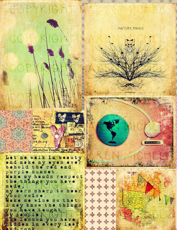 INSTANT DOWNLOAD Art Journal Digital Collage Sheet