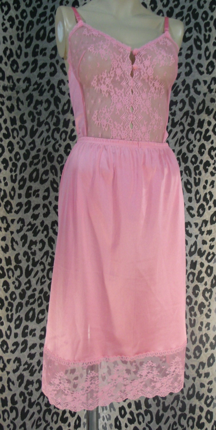 vanity fair half slip camisole ensemble sheer pink nylon