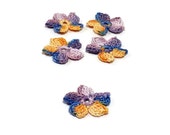 Crochet Applique Mini Flower Motif Flower Embellishment Crochet Flower Applique Purple Orange Blue Crochet Motif Crochet Flower Motif