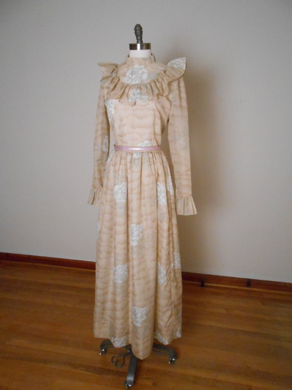 Vintage Formal Country Western Bridesmaid Maxi Dress Prairie