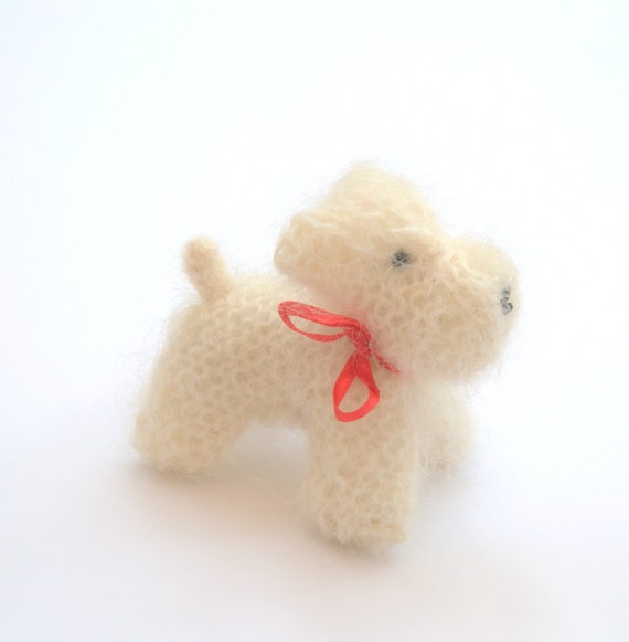 knitted dog white scotty terrier or shih tzu ornament child knitted dog white scotty terrier or shih tzu ornament child