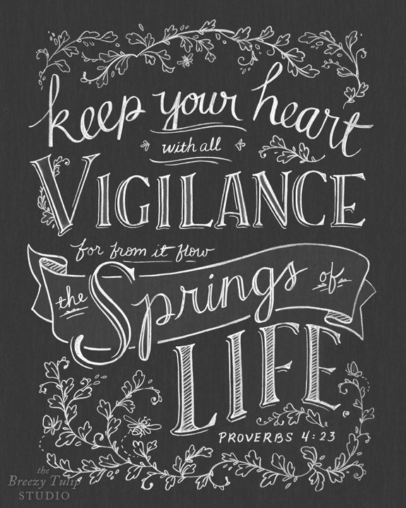Keep Your Heart Chalkboard Bible Verse Art Print 8x10
