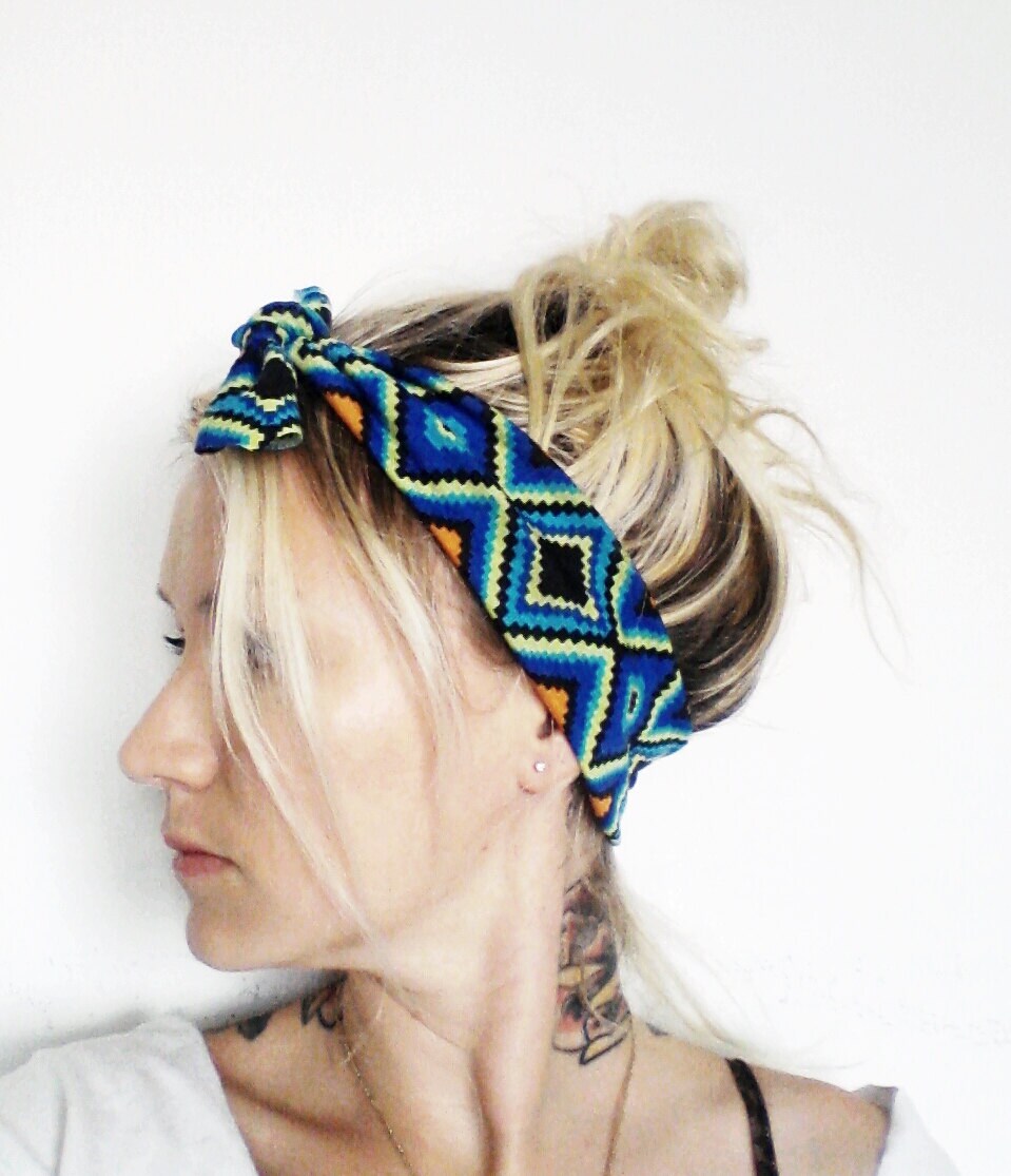 The Top Knot Headband In Geometric Print Etsy finds