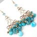 Turquoise Chandelier Earrings Wire Wrap 14k Gold Fill Sleeping Beauty