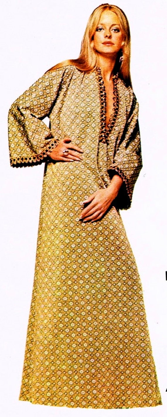 INSTANT DOWNLOAD Vintage 1960s kaftan dress sewing pattern 