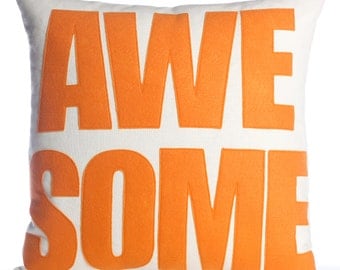 Throw Pillow, Decorative Pillow, "Awesome" pillow, 16 inch