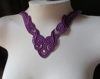 Purple Lace Applique in Violette for Jewelry Supply, Garments, Lyrical Costume Design CA 123v