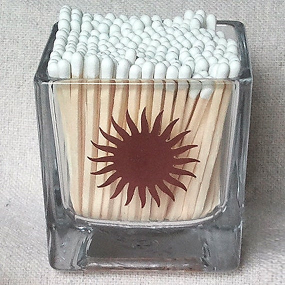 Cubed Mini Vase Glass Match Holder Sunburst Striker