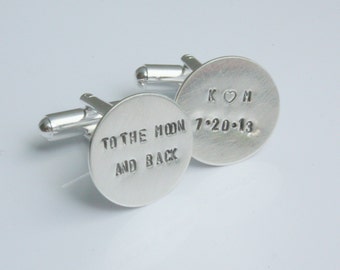 Personalized Cuff Links Cufflinks - To The Moon And Back - Groom Cuff Links - Wedding Cuff Links - Gift For Groom - Love You The The Moon