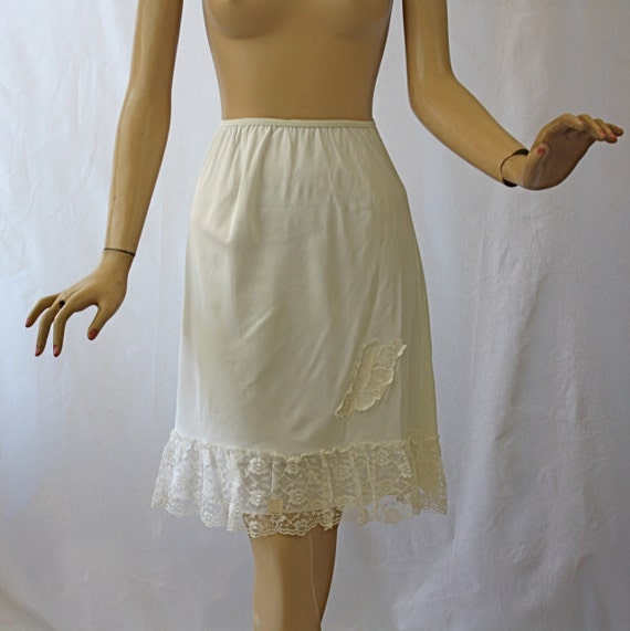 Vintage 60s Half Slip White Nylon Tricot w Lots of by jantiques