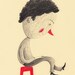 Red Chair / ORIGINAL ILLUSTRATION / Red nose / Yellow background / Colored pencil drawings / Boy sitting / Children illustration