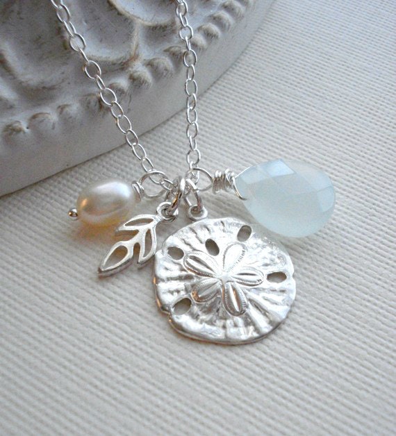 Sand Dollar Necklace In Sterling Silver. Mediterranean Jewelry, Charm ...