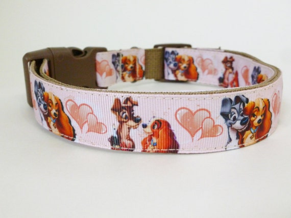 Dog Collar The Lady and The Tramp LOVE by thedoggiehouse on Etsy