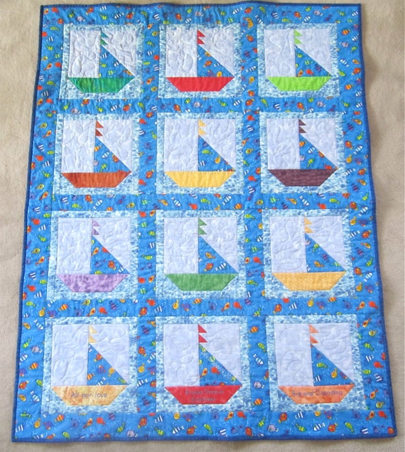 sailboat baby quilt custom order