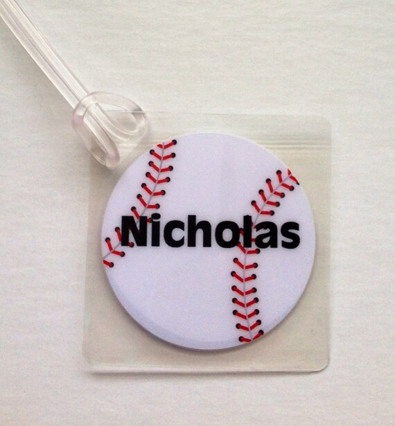 Backpack Name Tag Baseball Name Tag Baseball Bag Tag by Toddletags