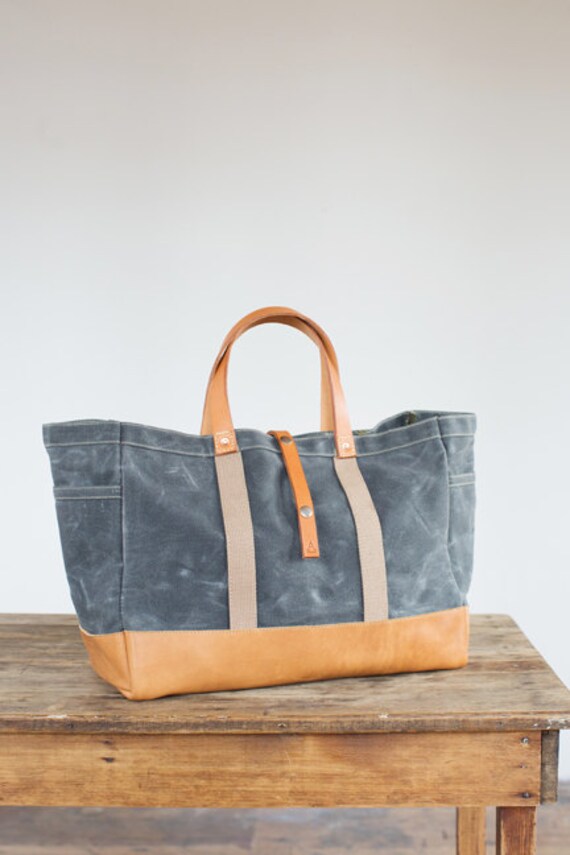 Garden / Tool Tote in Waxed Canvas & Horween by ArtifactBags