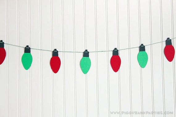 Items similar to String of Lights Garland - Red & Green : Christmas ...