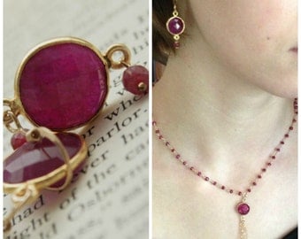 Ruby Earrings Bezel Set in Gold Vermeil