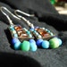 Geometric Art Deco Blue and Green Cocktail Party Earrings