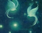 Lunar Phoenix Art Print - Love Bird Wall Decor