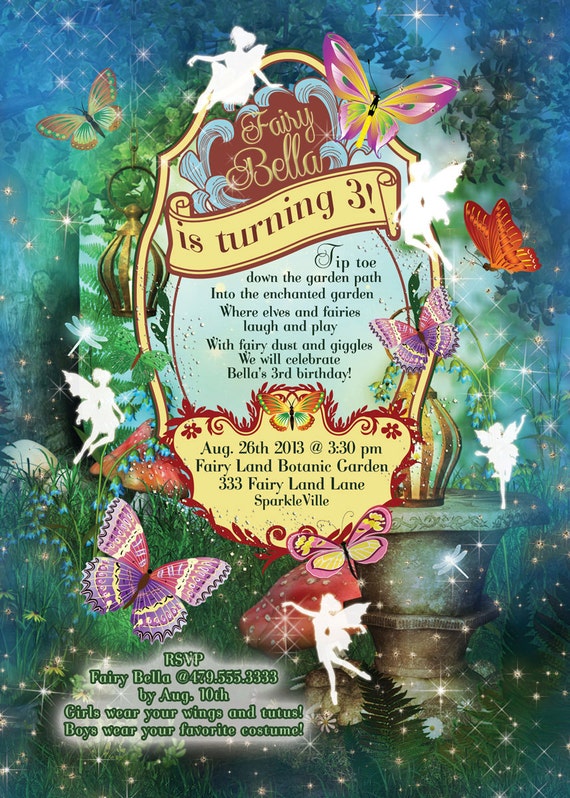 Fairy Garden Birthday Invitations 2