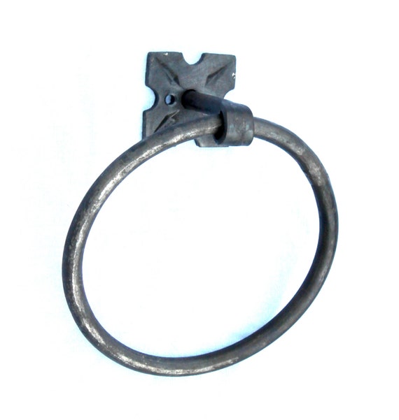 Hand Forged Iron Rosette Base Towel Ring by VinTin