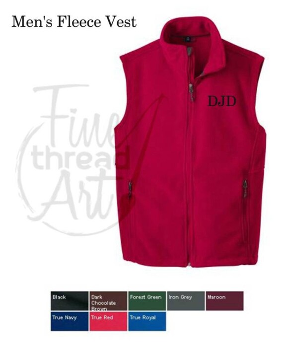 Men's Monogram Fleece Vest with Pockets Zip Up Layering