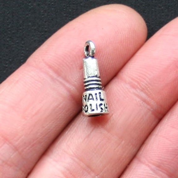 8 Nail Polish Charms Antique Silver Tone 3D Perfect for Nail