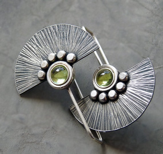 Sterling Silver Fun Earrings with Peridot by Kailajewellery