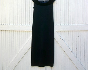 90s navy blue velvet long dress / w omens size 10 midnight sleeveless ...