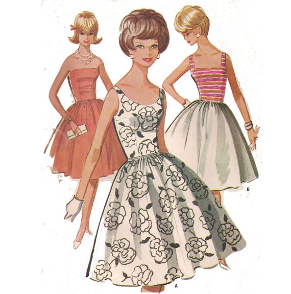 Strapless  Cocktail  Dress  Pattern  60s Vintage Sewing Pattern 