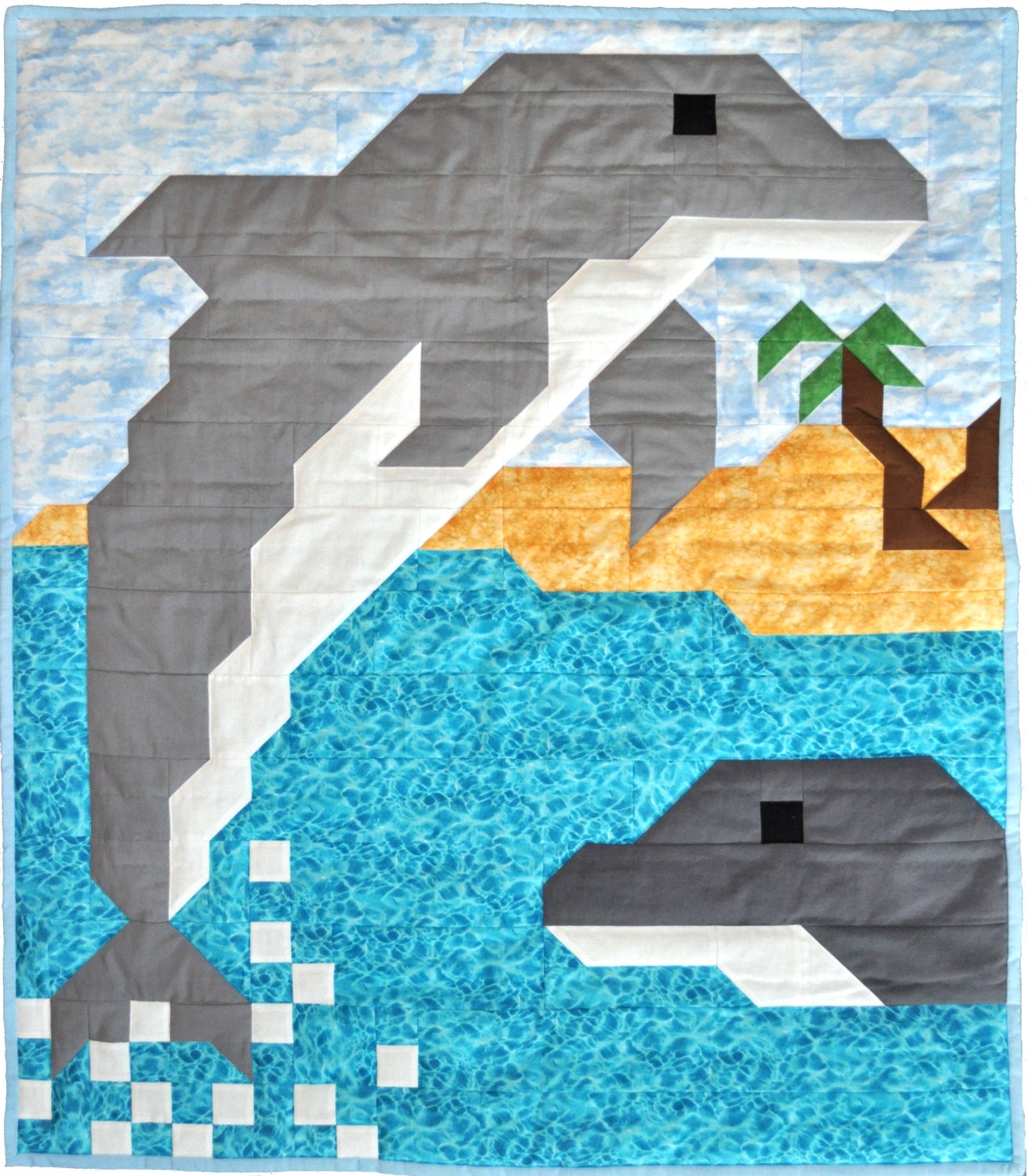  Dolphin Quilt  Pattern in Wall Crib and Lap Sizes PDF